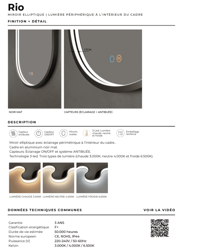 Miroir Rio - LEDIMEX