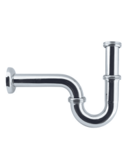 Siphon en forme de P chromé Imperial avec joints visibles et finition brillante, vue de profil