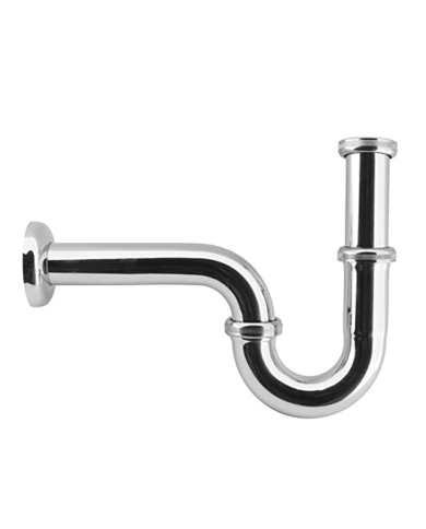 Siphon en forme de P chromé Imperial, design vintage, finition brillante, tube et joints visibles.