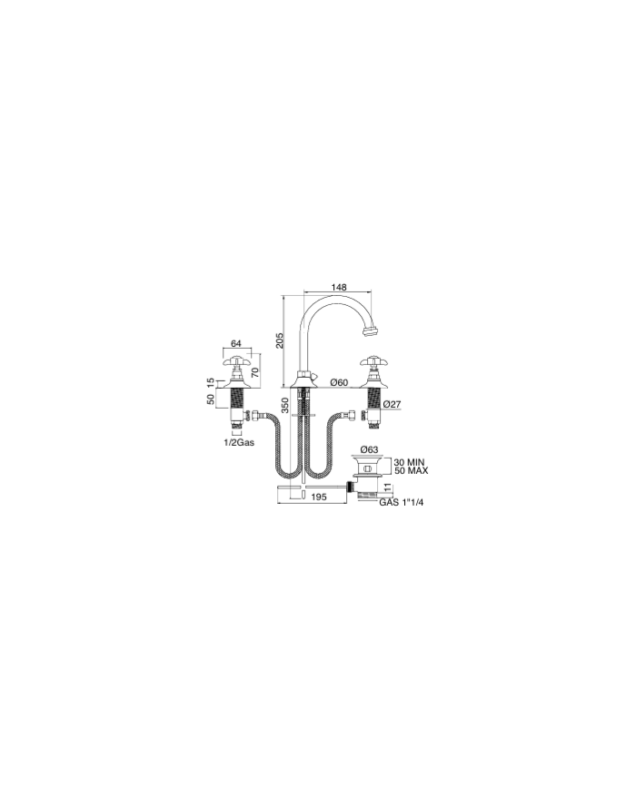 Mélangeur bec haut lavabo - Sbordoni