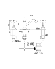 Mélangeur lavabo 3 trous - Sbordoni