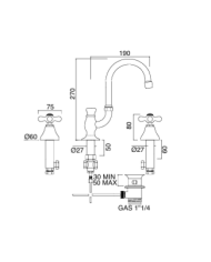 Mélangeur bec haut Etruria - Sbordoni