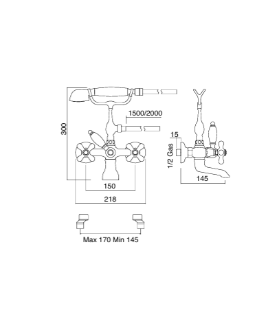 Mélangeur bain/douche mural - Sbordoni