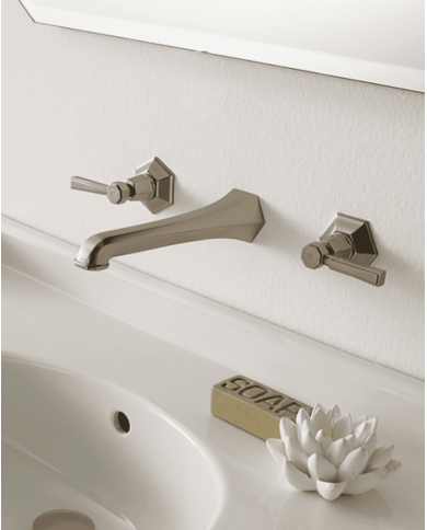 Mélangeur mural lavabo Sbordoni en finition chromée, design vintage, robinetterie élégante