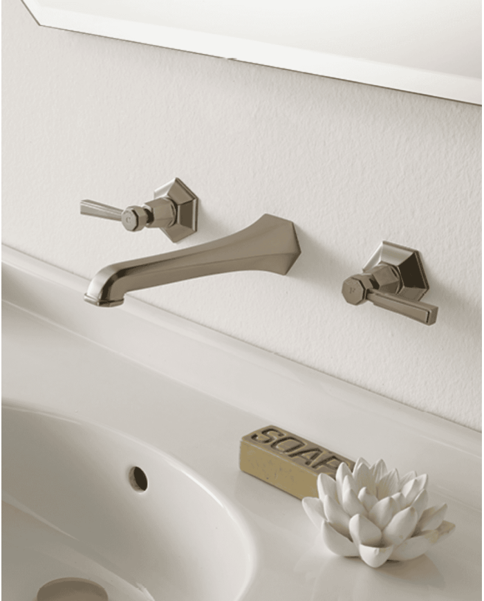 Mélangeur mural lavabo Sbordoni en finition chromée, design vintage, robinetterie élégante