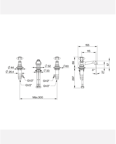Robinet 3 trous Lamport - Cifial