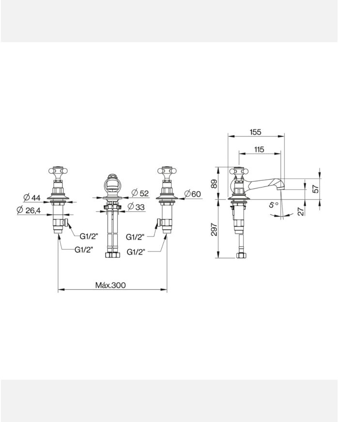 Robinet 3 trous Lamport - Cifial