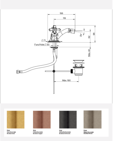 Robinet monobloc bidet Edwardian - Cifial