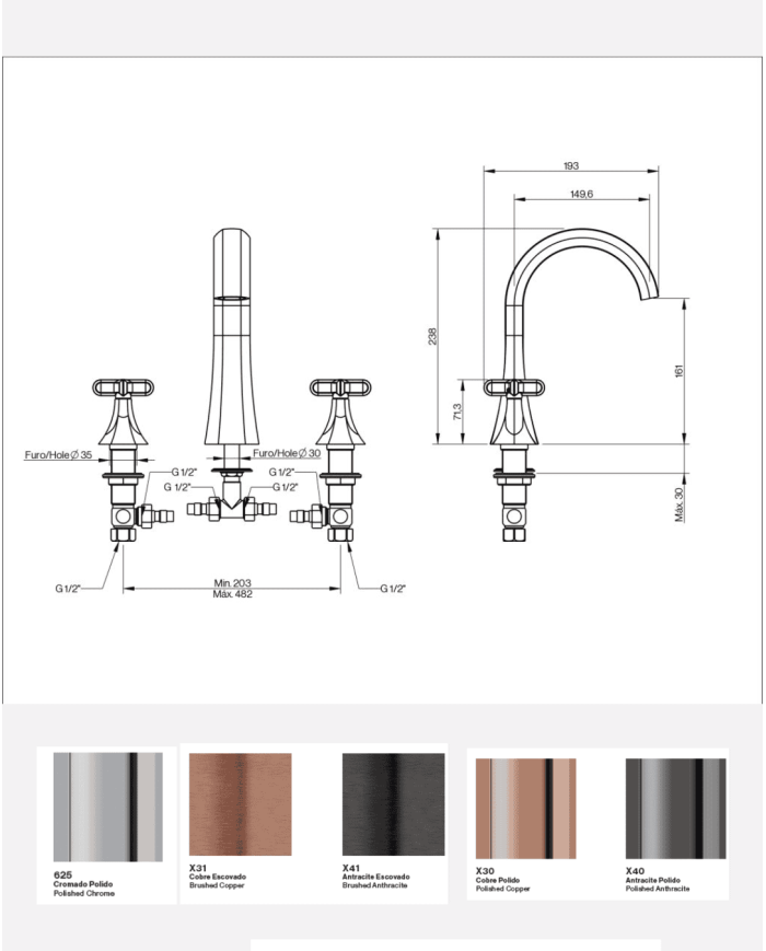 Mélangeur lavabo 3 trous Hexa - Cifial