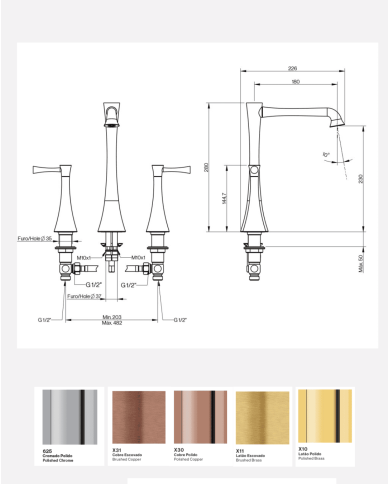 Mélangeur lavabo 3 trous L-Spout - Cifial