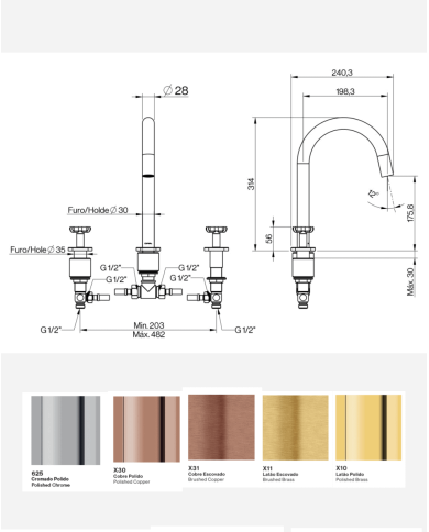 Mitigeur baignoire 3 trous TX300 - Cifial