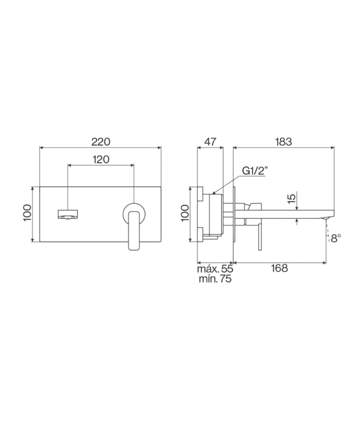 Mélangeur lavabo 168mm encastré Lounge - Cifial