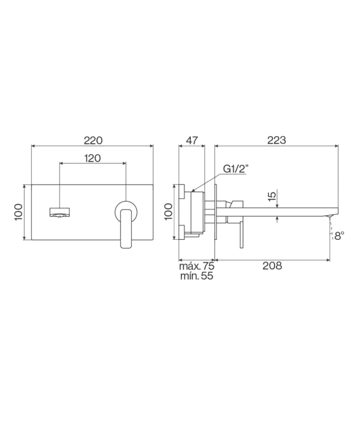 Mélangeur lavabo 208mm encastré Lounge - Cifial