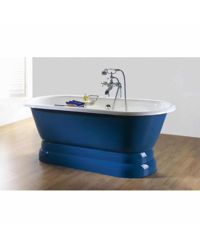 Baignoire fonte émaillée sur base VINTAGE Bleu Provence