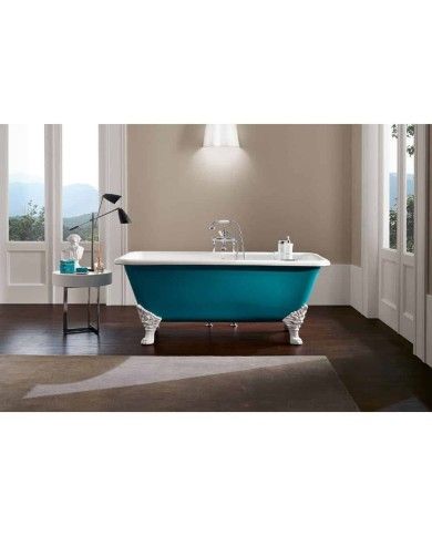 Baignoire fonte freestanding sur pieds QUADRO Bleu Provence