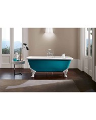 Baignoire fonte freestanding sur pieds QUADRO Bleu Provence