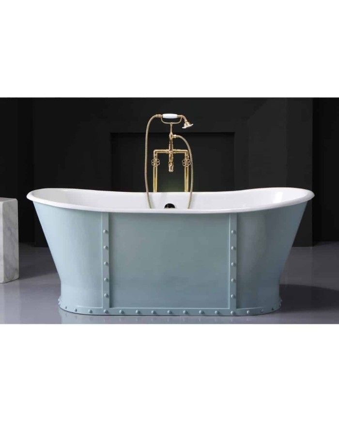 Baignoire fonte émaillée sur base LUXURY Bleu Provence