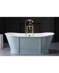 Baignoire fonte émaillée sur base - LUXURY - Bleu Provence