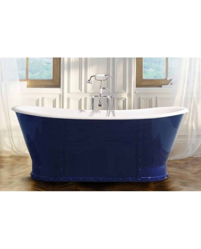 Baignoire fonte émaillée sur base LUXURY Bleu Provence