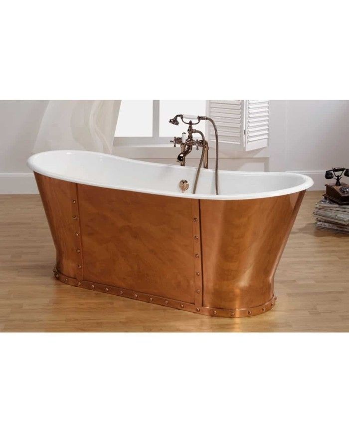 Baignoire fonte émaillée sur base LUXURY Bleu Provence