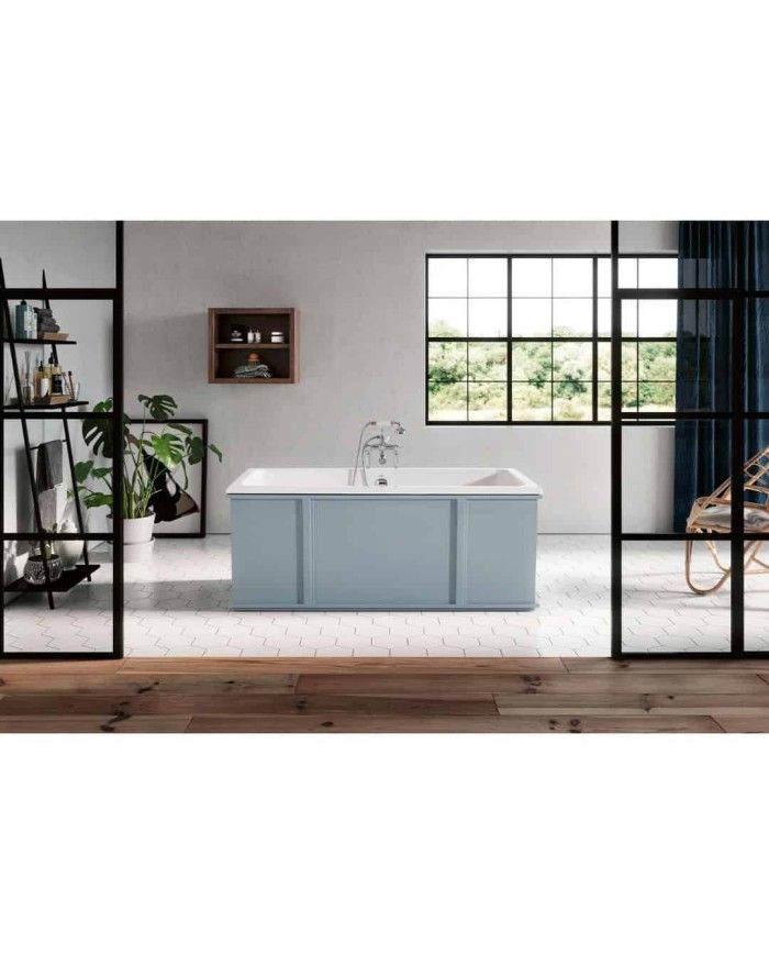 Baignoire fonte émaillée sur base INDUSTRIAL Bleu Provence