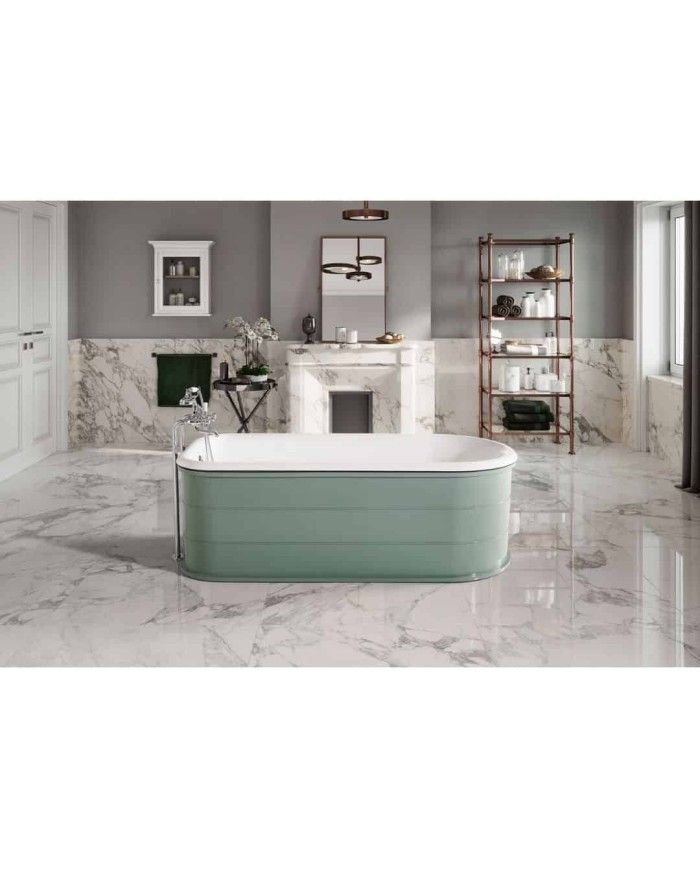 Baignoire fonte émaillée sur base FASHION Bleu Provence