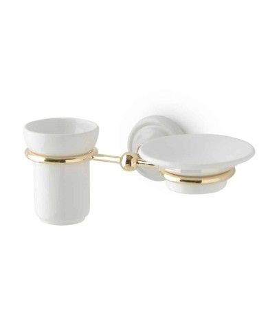 Porte savon + bosse à dent mural - Romantic - Bleu Provence