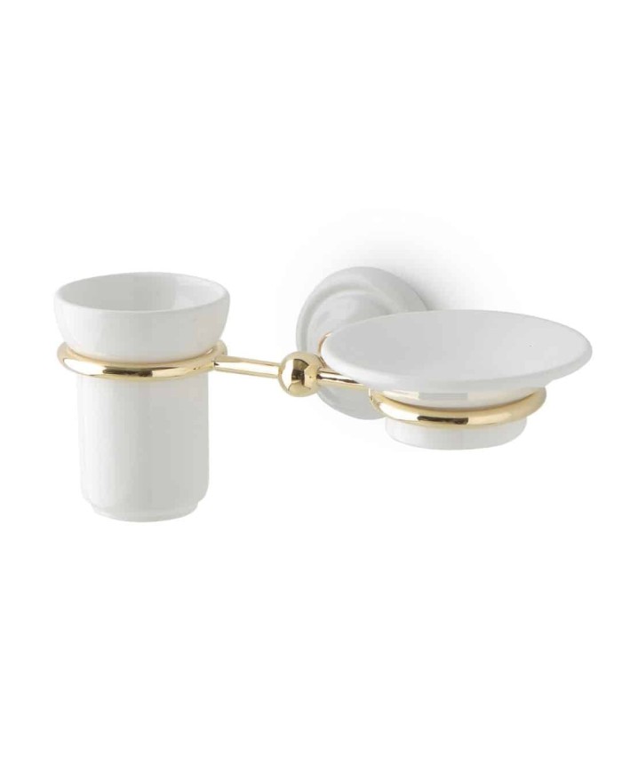 Porte savon + bosse à dent mural - Romantic - Bleu Provence