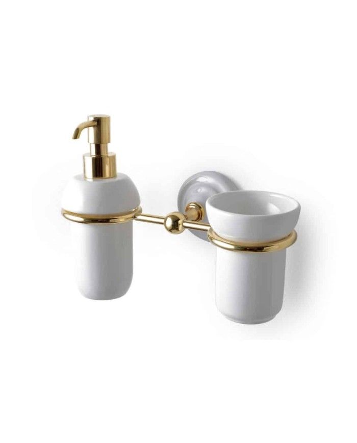 Distributeur savon + brosse dents mural - Romantic - Bleu Provence